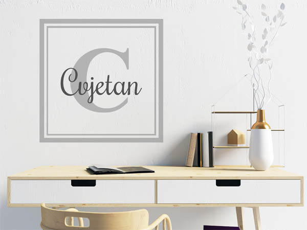Wandtattoo Cvjetan als eckiges Monogramm
