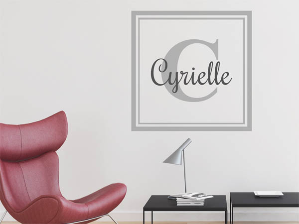 Wandtattoo Cyrielle als eckiges Monogramm