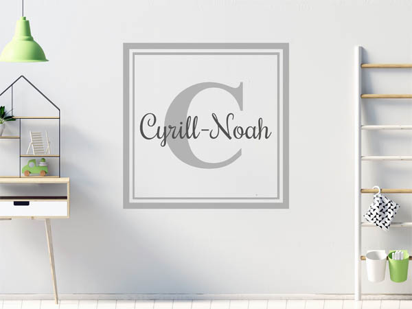 Wandtattoo Cyrill-Noah als eckiges Monogramm