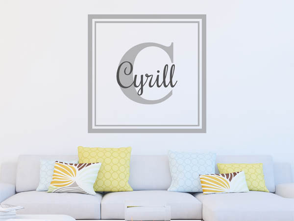 Wandtattoo Cyrill als eckiges Monogramm