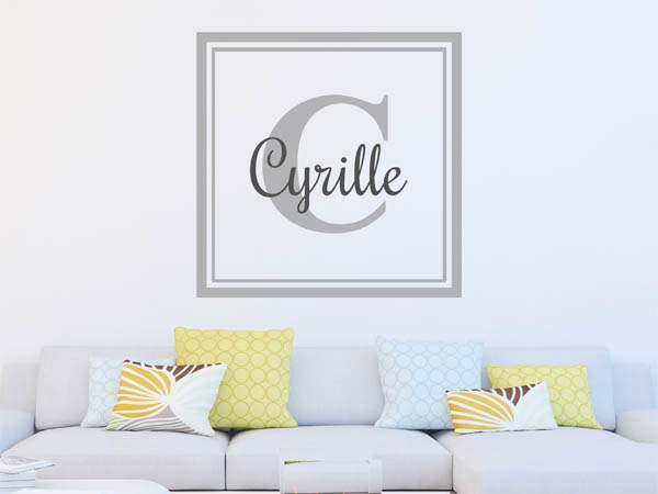 Wandtattoo Cyrille als eckiges Monogramm