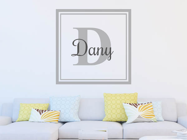 Wandtattoo Dany als eckiges Monogramm