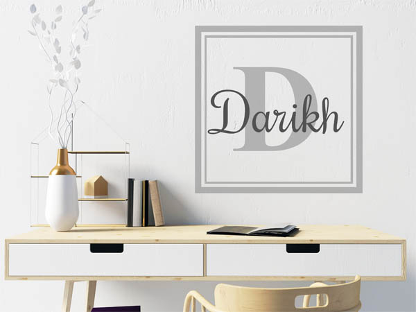 Wandtattoo Darikh als eckiges Monogramm