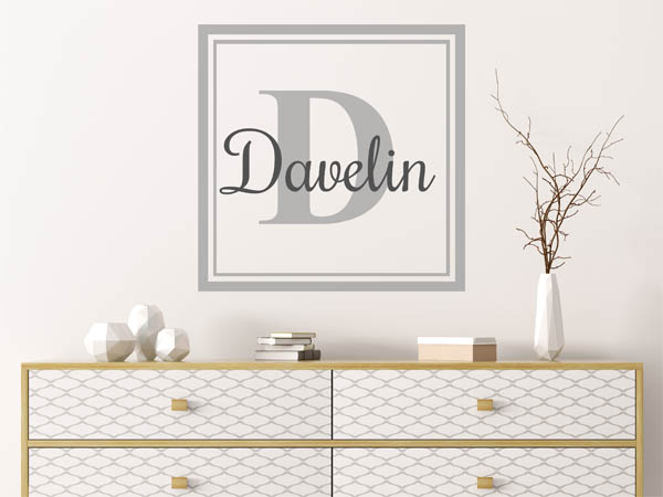 Wandtattoo Davelin als eckiges Monogramm