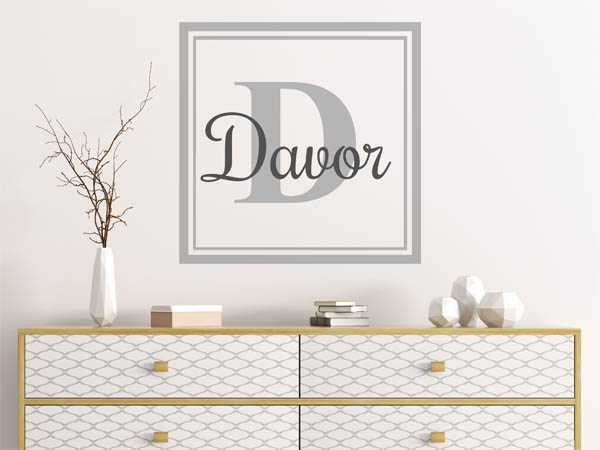 Wandtattoo Davor als eckiges Monogramm