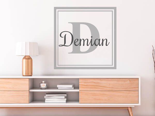 Wandtattoo Demian als eckiges Monogramm