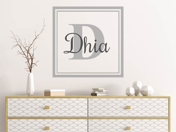 Wandtattoo Dhia als eckiges Monogramm