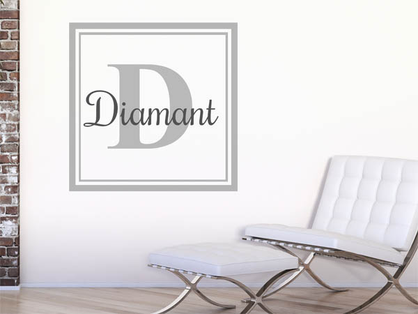 Wandtattoo Diamant als eckiges Monogramm