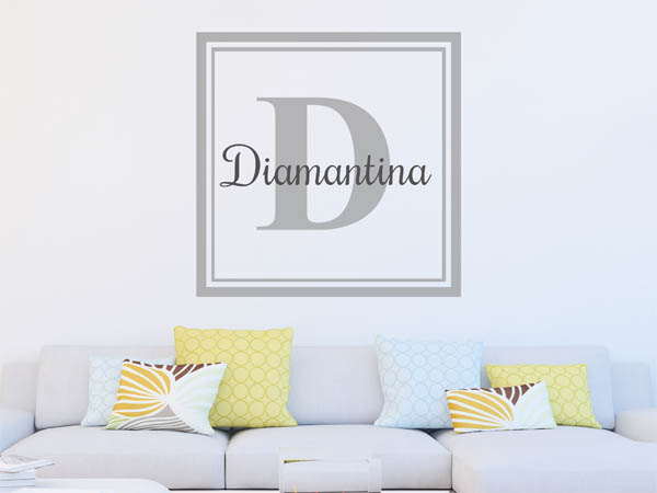 Wandtattoo Diamantina als eckiges Monogramm