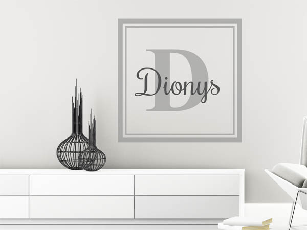 Wandtattoo Dionys als eckiges Monogramm