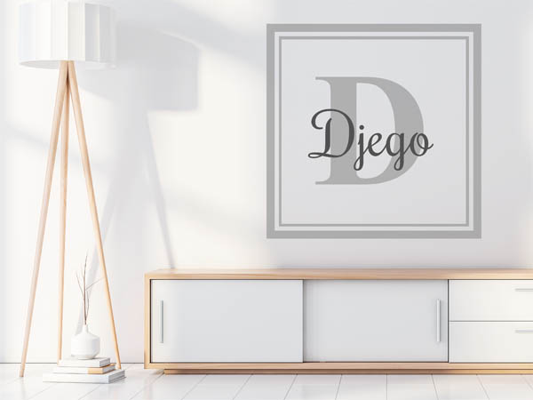 Wandtattoo Djego als eckiges Monogramm