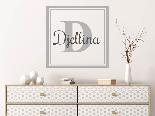Wandtattoo Djellina als eckiges Monogramm