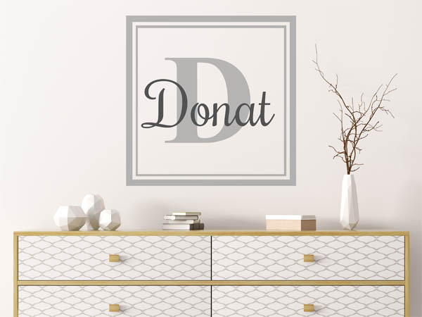 Wandtattoo Donat als eckiges Monogramm