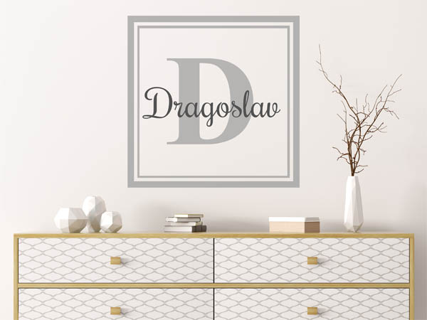 Wandtattoo Dragoslav als eckiges Monogramm