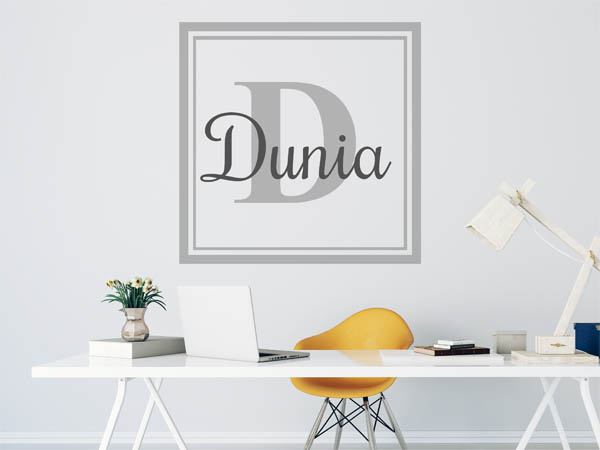 Wandtattoo Dunia als eckiges Monogramm