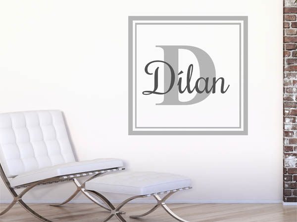 Wandtattoo Dílan als eckiges Monogramm