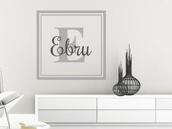 Wandtattoo Ebru als eckiges Monogramm