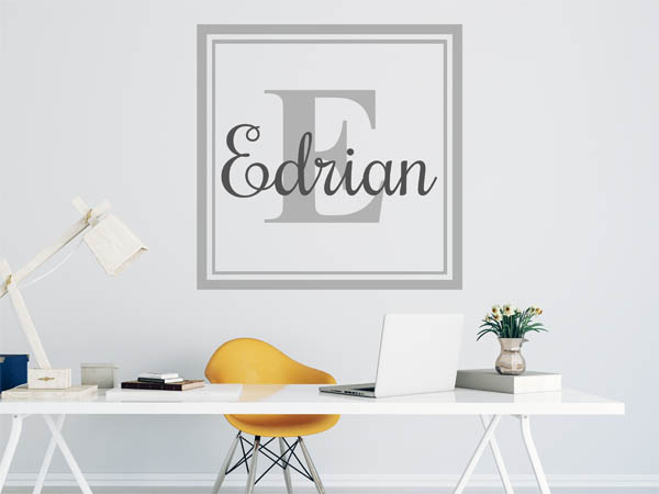 Wandtattoo Edrian als eckiges Monogramm