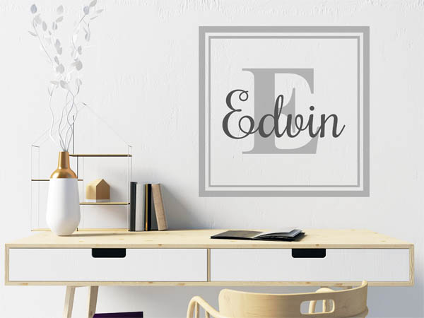Wandtattoo Edvin als eckiges Monogramm