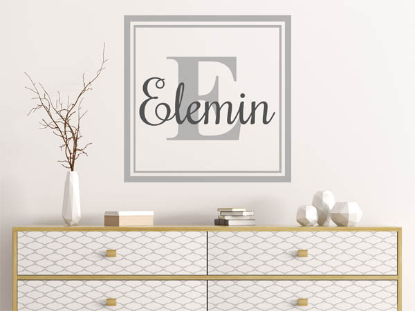 Wandtattoo Elemin als eckiges Monogramm