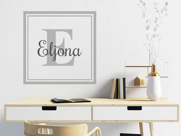 Wandtattoo Eljona als eckiges Monogramm