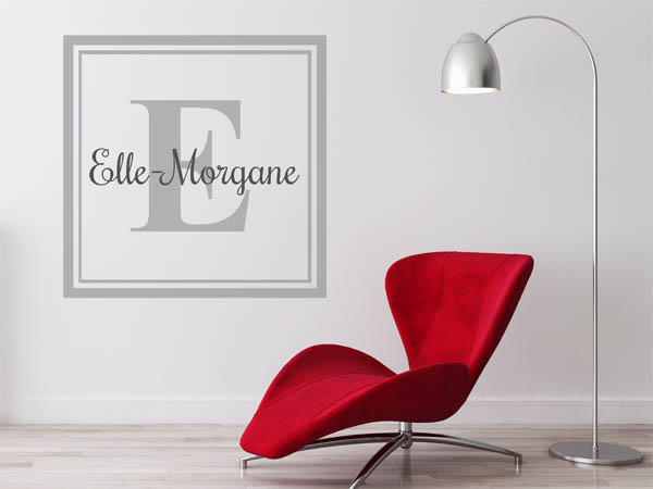 Wandtattoo Elle-Morgane als eckiges Monogramm