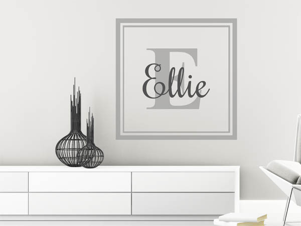 Wandtattoo Ellie als eckiges Monogramm
