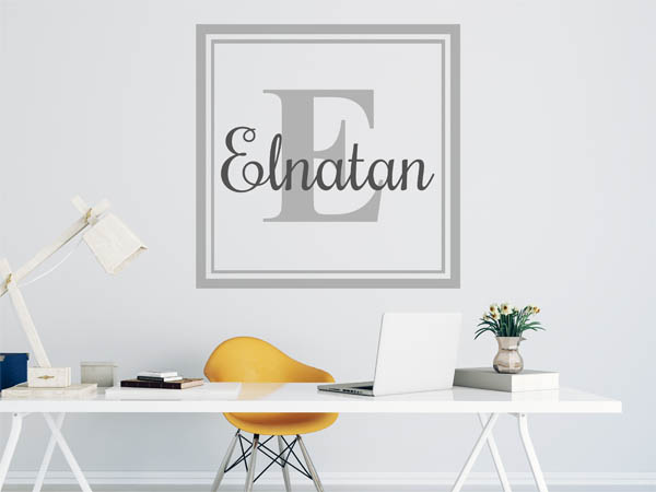 Wandtattoo Elnatan als eckiges Monogramm