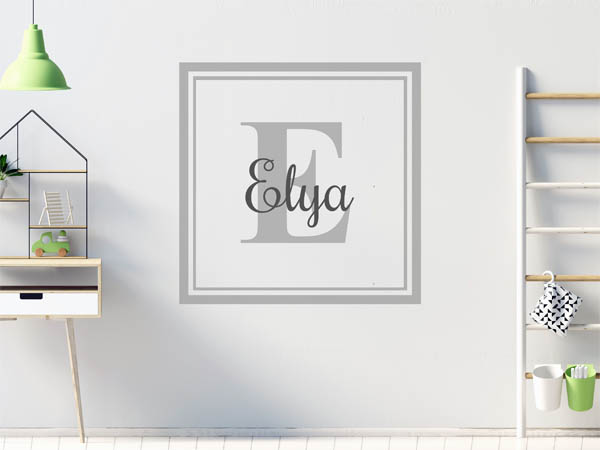 Wandtattoo Elya als eckiges Monogramm