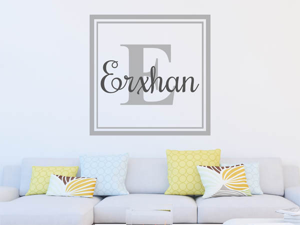 Wandtattoo Erxhan als eckiges Monogramm