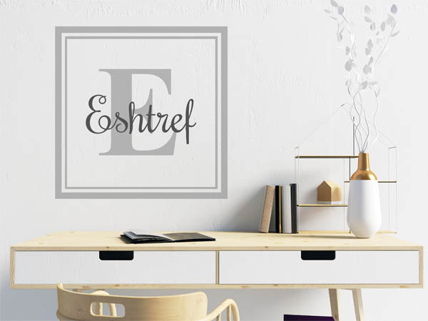 Wandtattoo Eshtref als eckiges Monogramm