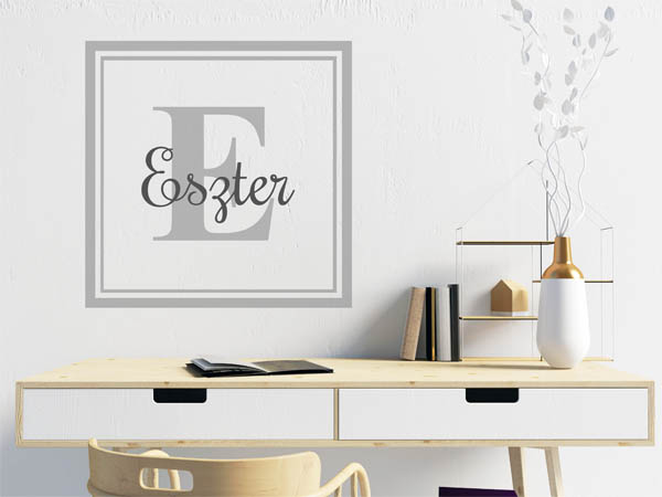 Wandtattoo Eszter als eckiges Monogramm