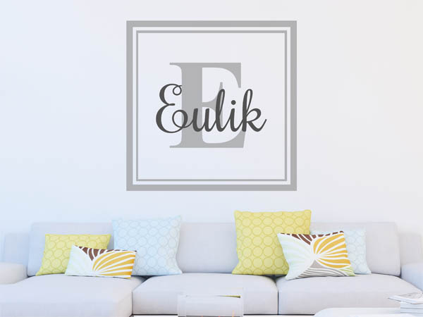 Wandtattoo Eulik als eckiges Monogramm