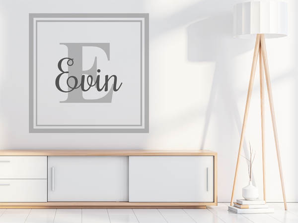 Wandtattoo Evin als eckiges Monogramm