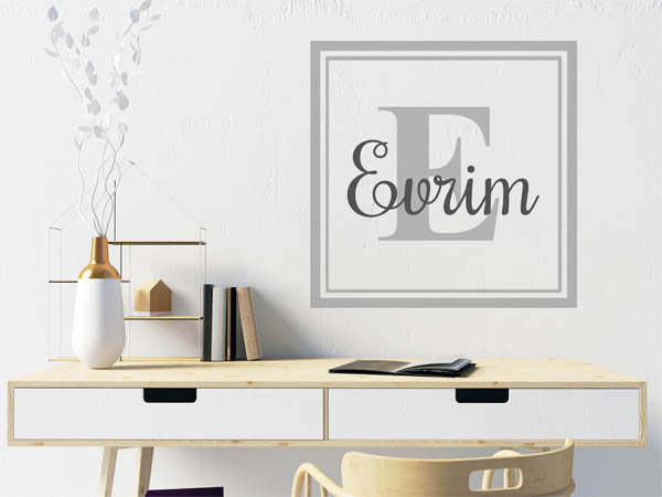 Wandtattoo Evrim als eckiges Monogramm