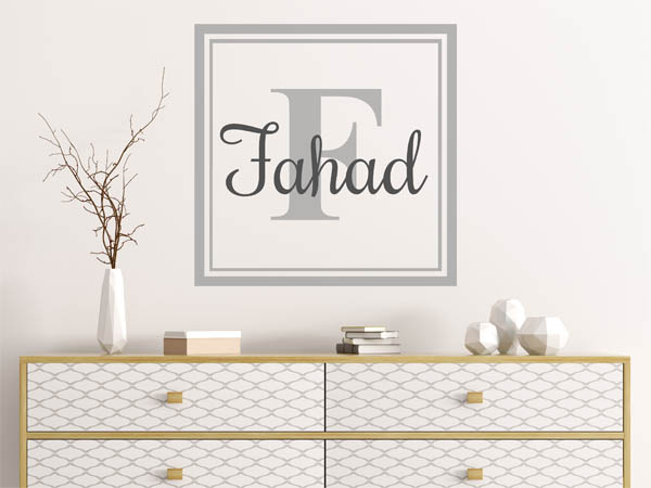 Wandtattoo Fahad als eckiges Monogramm