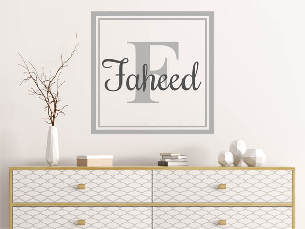 Wandtattoo Faheed als eckiges Monogramm