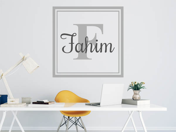 Wandtattoo Fahim als eckiges Monogramm