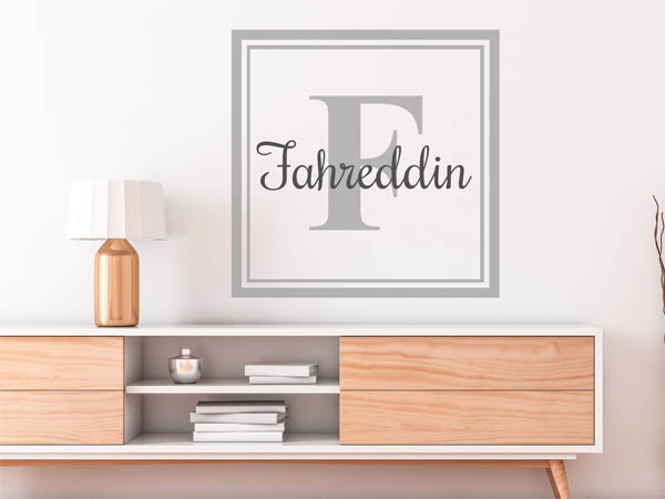 Wandtattoo Fahreddin als eckiges Monogramm