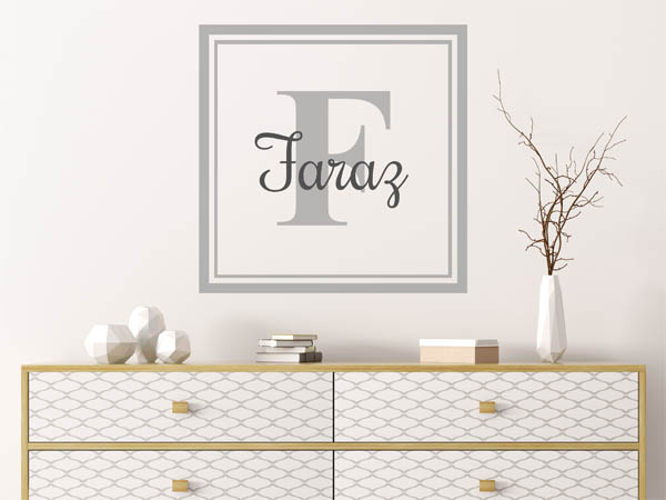Wandtattoo Faraz als eckiges Monogramm