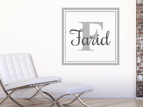 Wandtattoo Farid als eckiges Monogramm