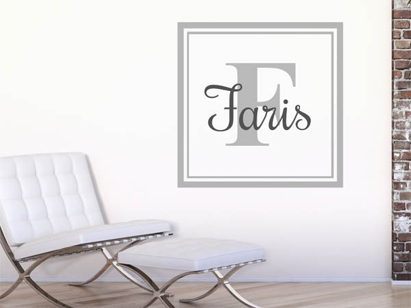 Wandtattoo Faris als eckiges Monogramm