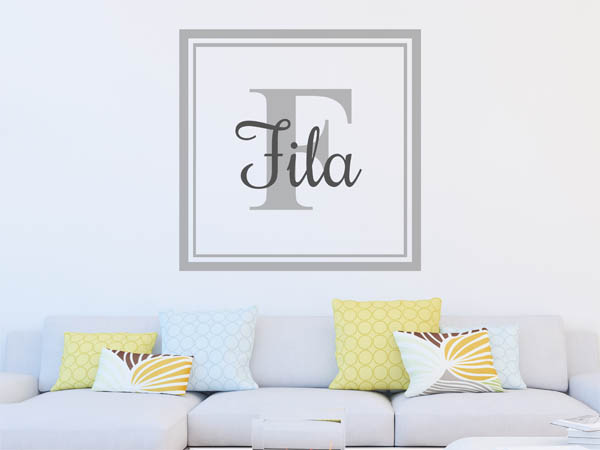 Wandtattoo Fila als eckiges Monogramm