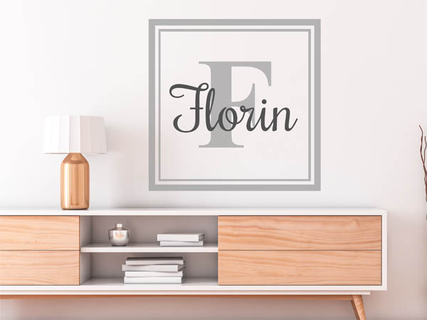Wandtattoo Florin als eckiges Monogramm