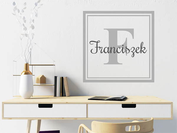 Wandtattoo Franciszek als eckiges Monogramm