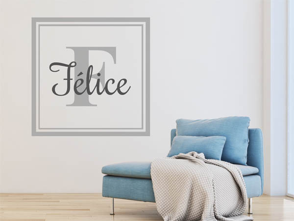 Wandtattoo Félice als eckiges Monogramm