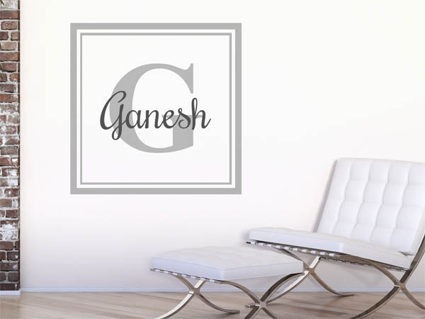 Wandtattoo Ganesh als eckiges Monogramm