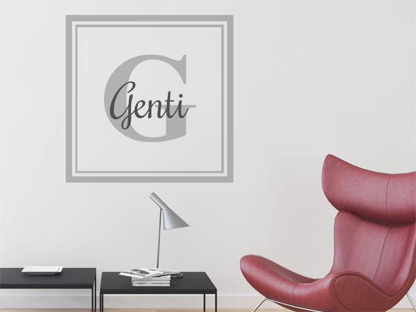 Wandtattoo Genti als eckiges Monogramm