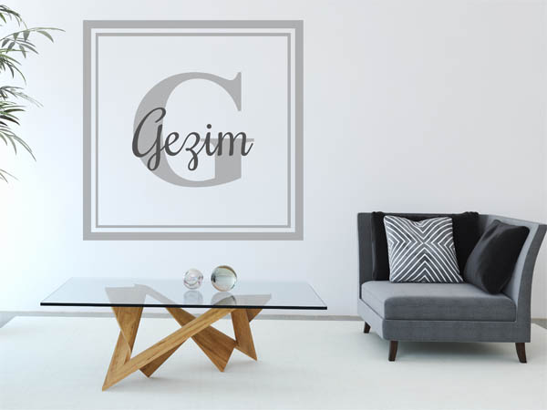 Wandtattoo Gezim als eckiges Monogramm