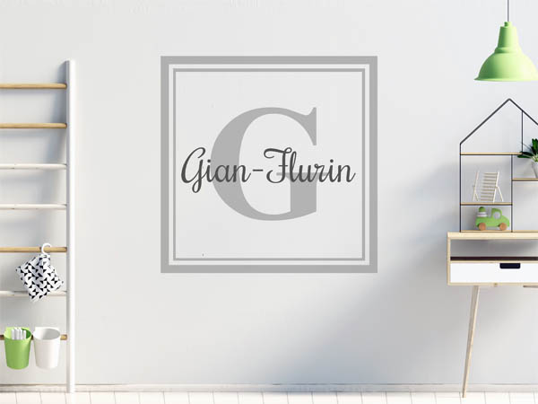 Wandtattoo Gian-Flurin als eckiges Monogramm